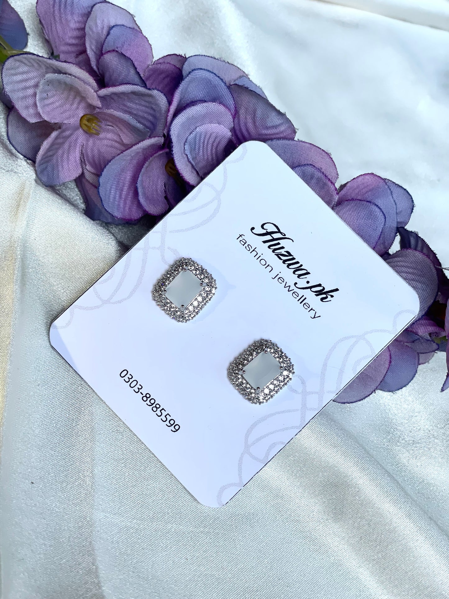 Rectangle Crystal Stud Earrings