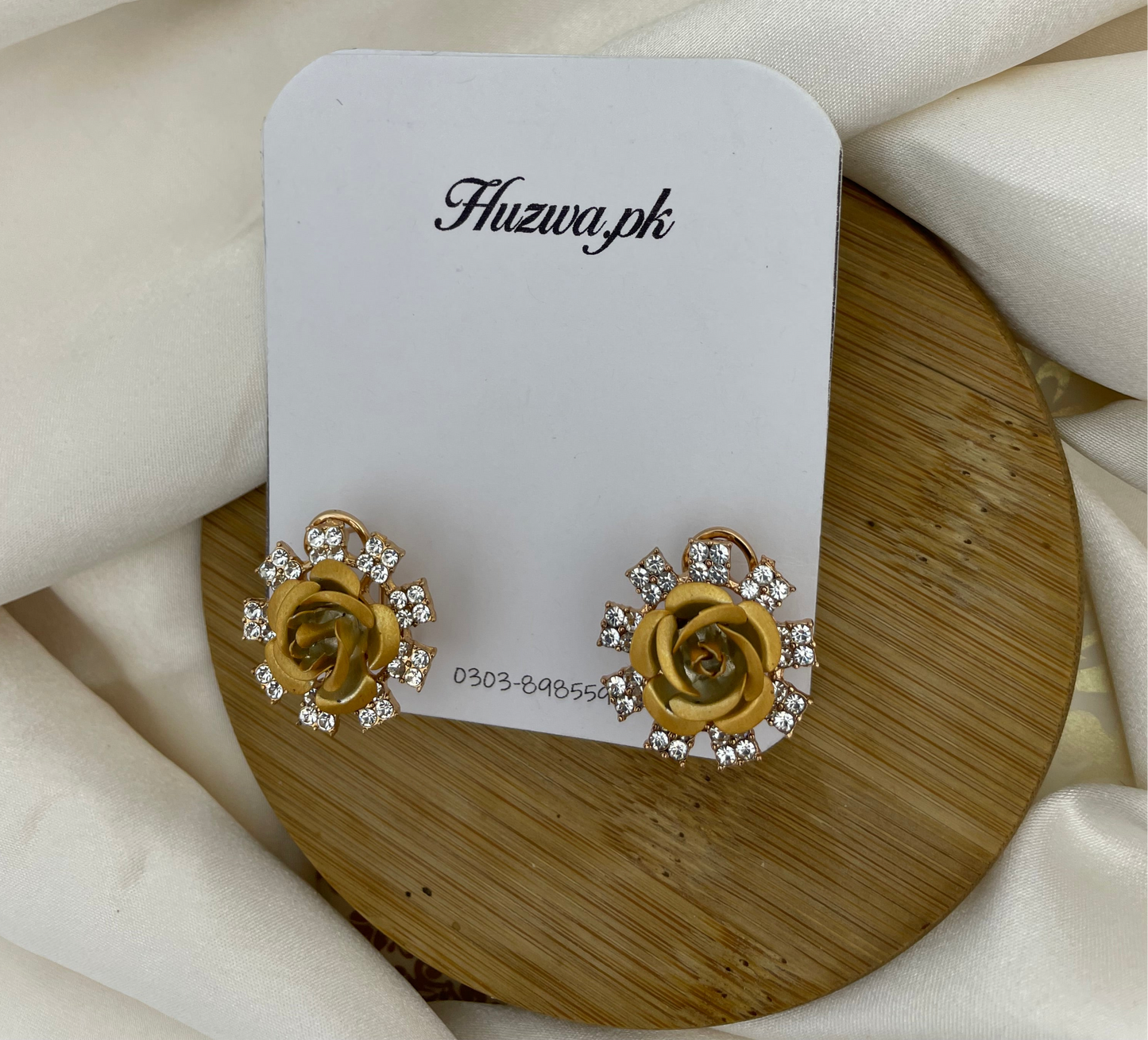 Rose Stud Earrings In 3 Different Color