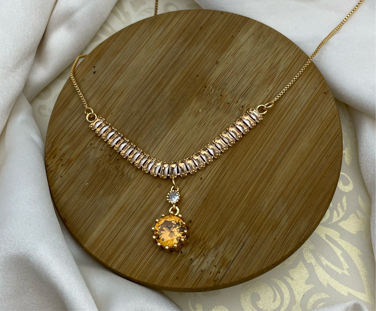 Necklace with Rhinestone Pendant