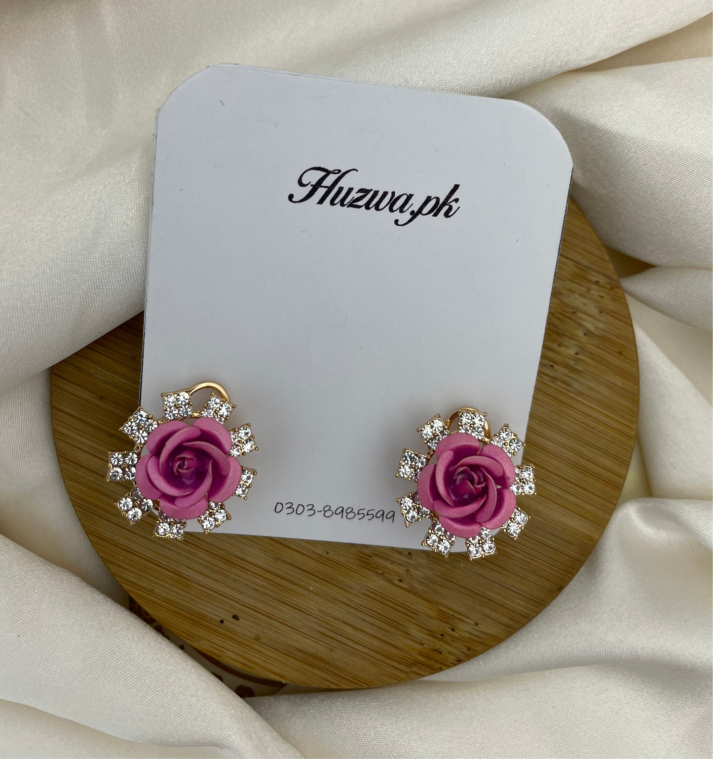 Rose Stud Earrings In 3 Different Color