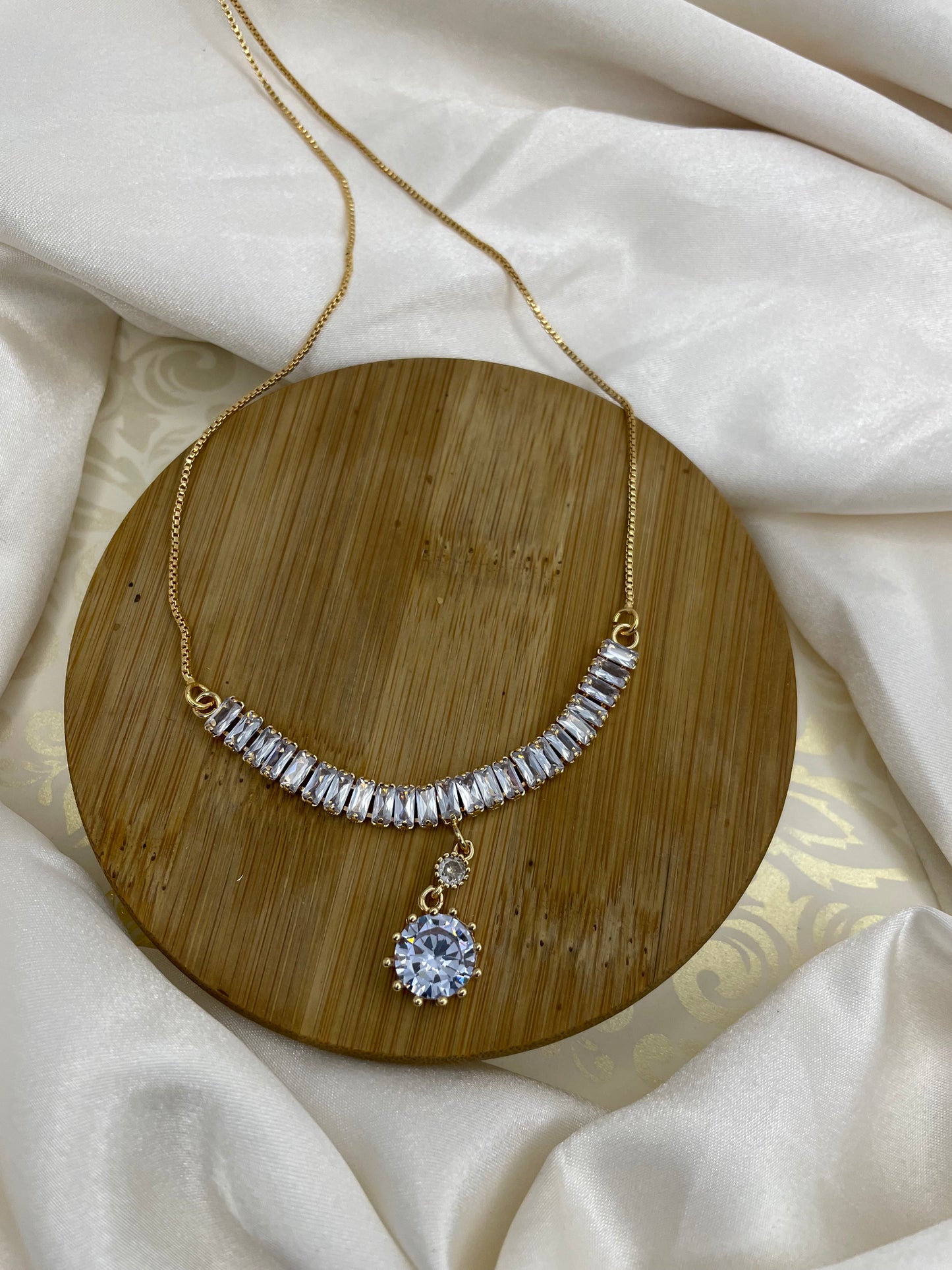 Necklace with Rhinestone Pendant