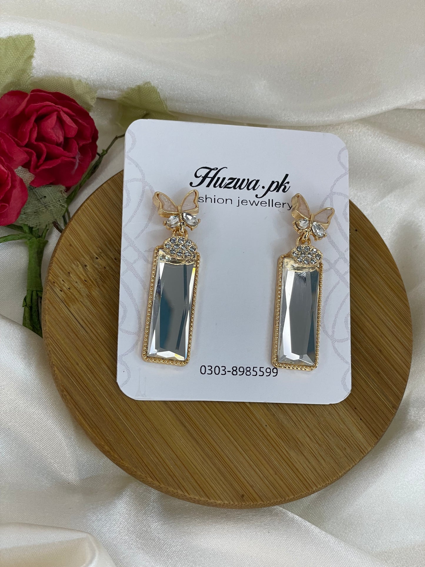Crystal Butterfly Drop Earrings