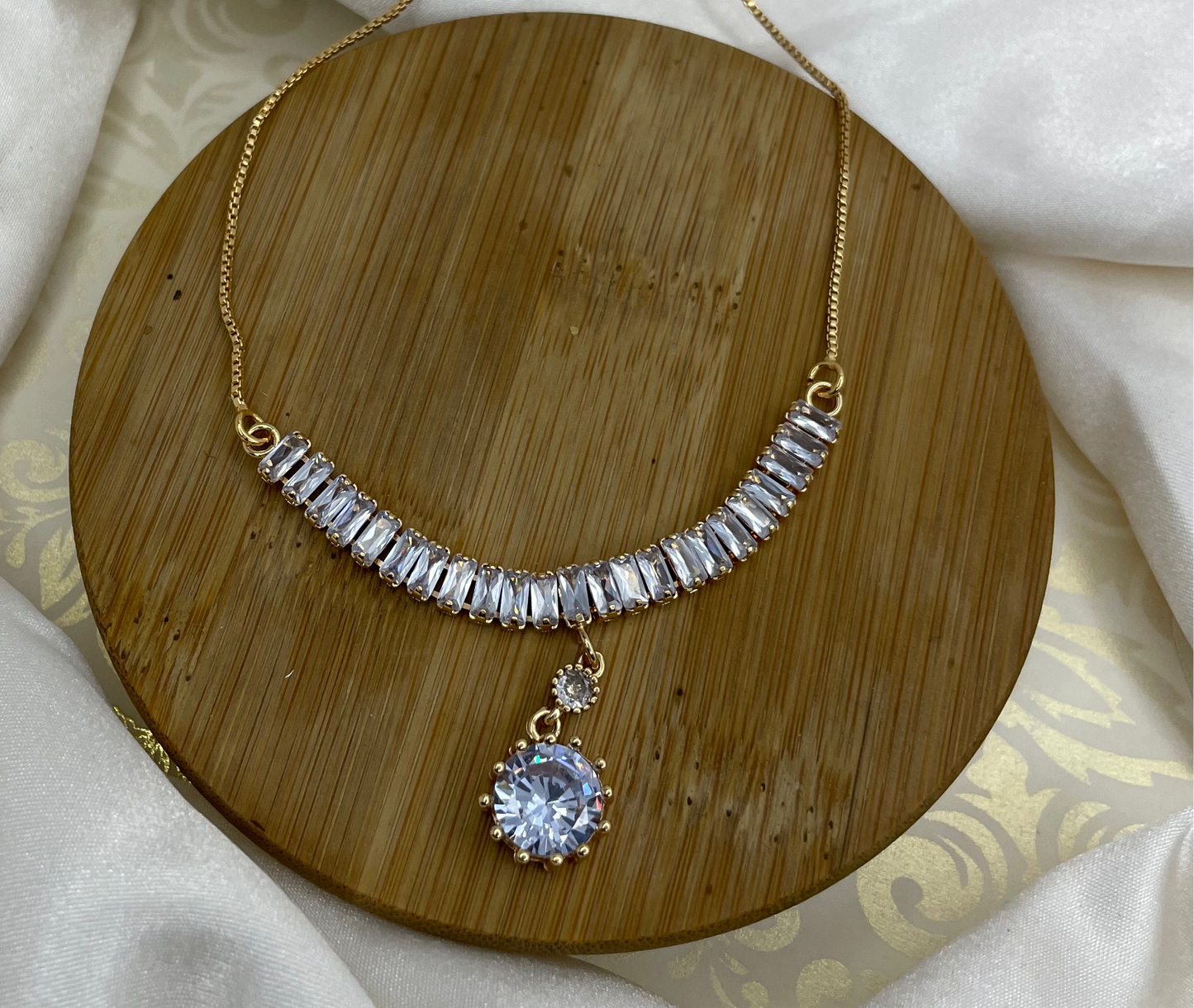 Necklace with Rhinestone Pendant