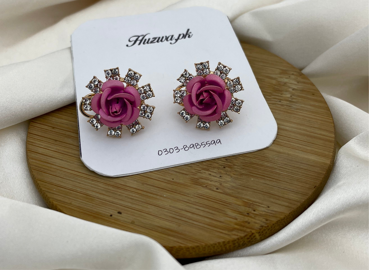 Rose Stud Earrings In 3 Different Color