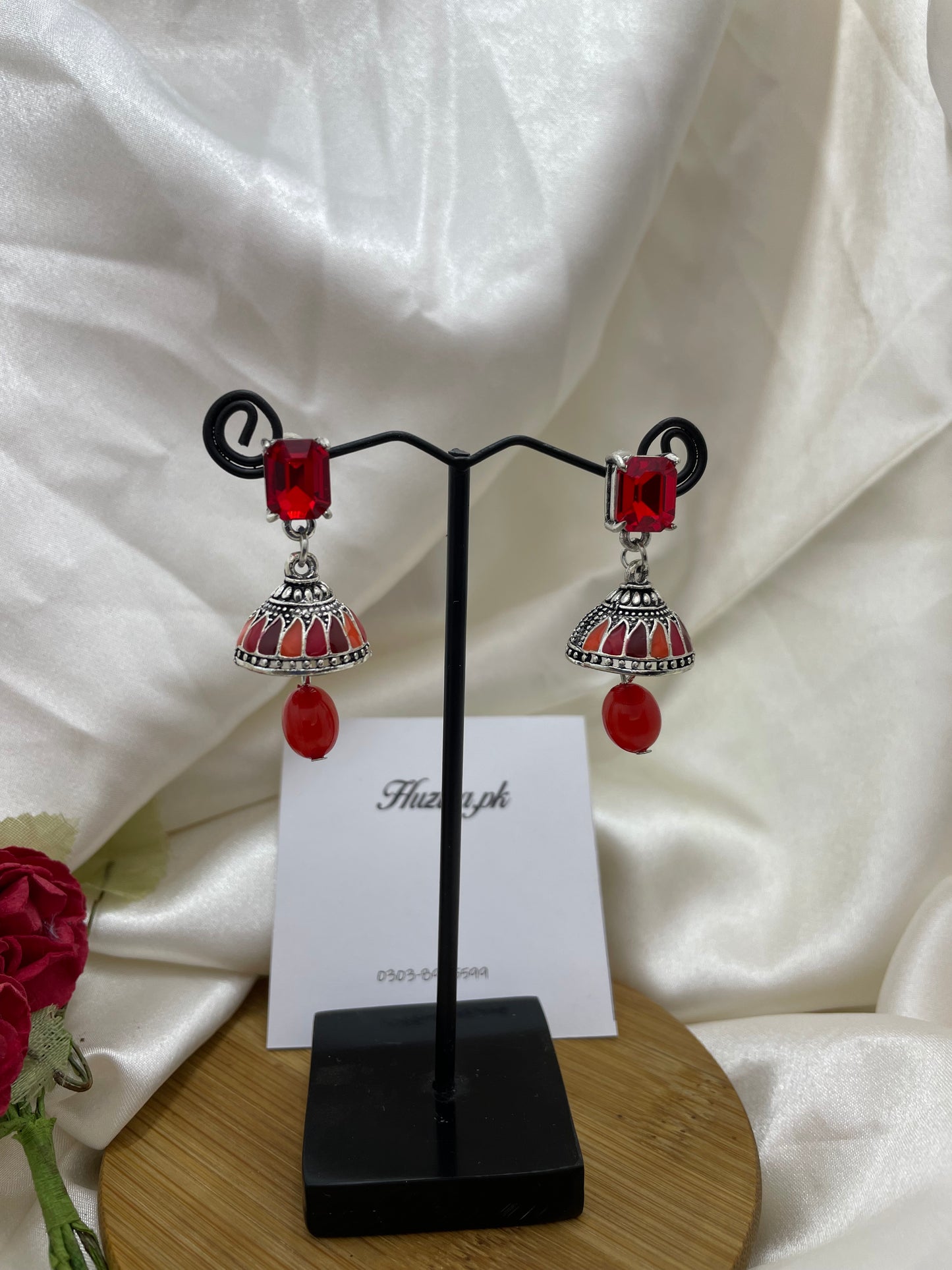 Silver Multicoloured Small Jhumka