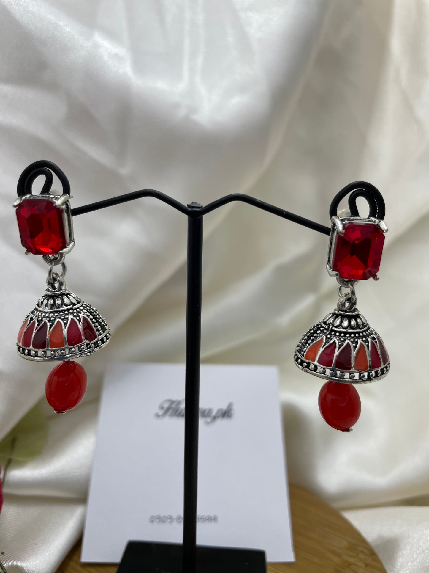 Silver Multicoloured Small Jhumka