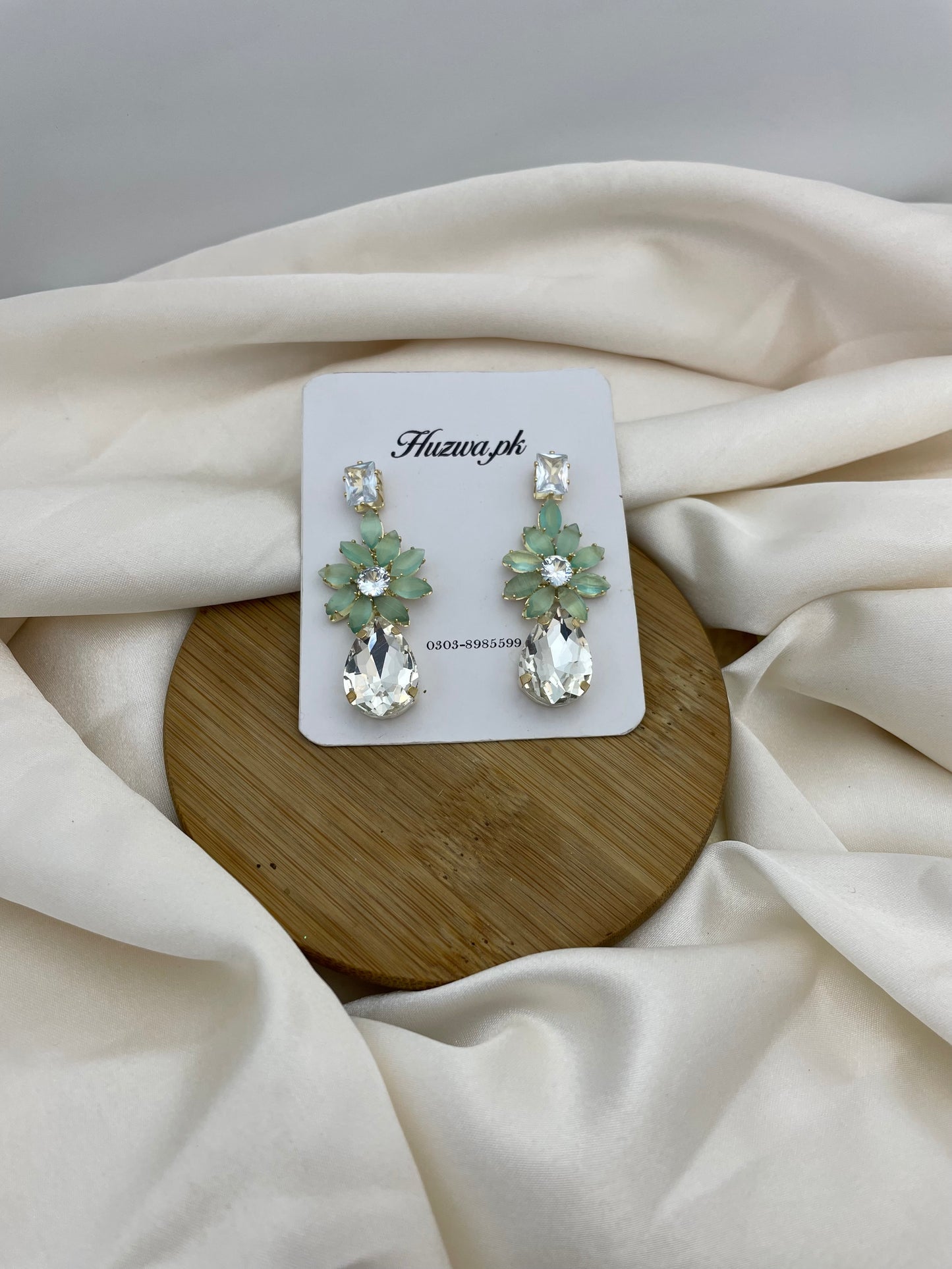 Mint Flower Drop Earrings