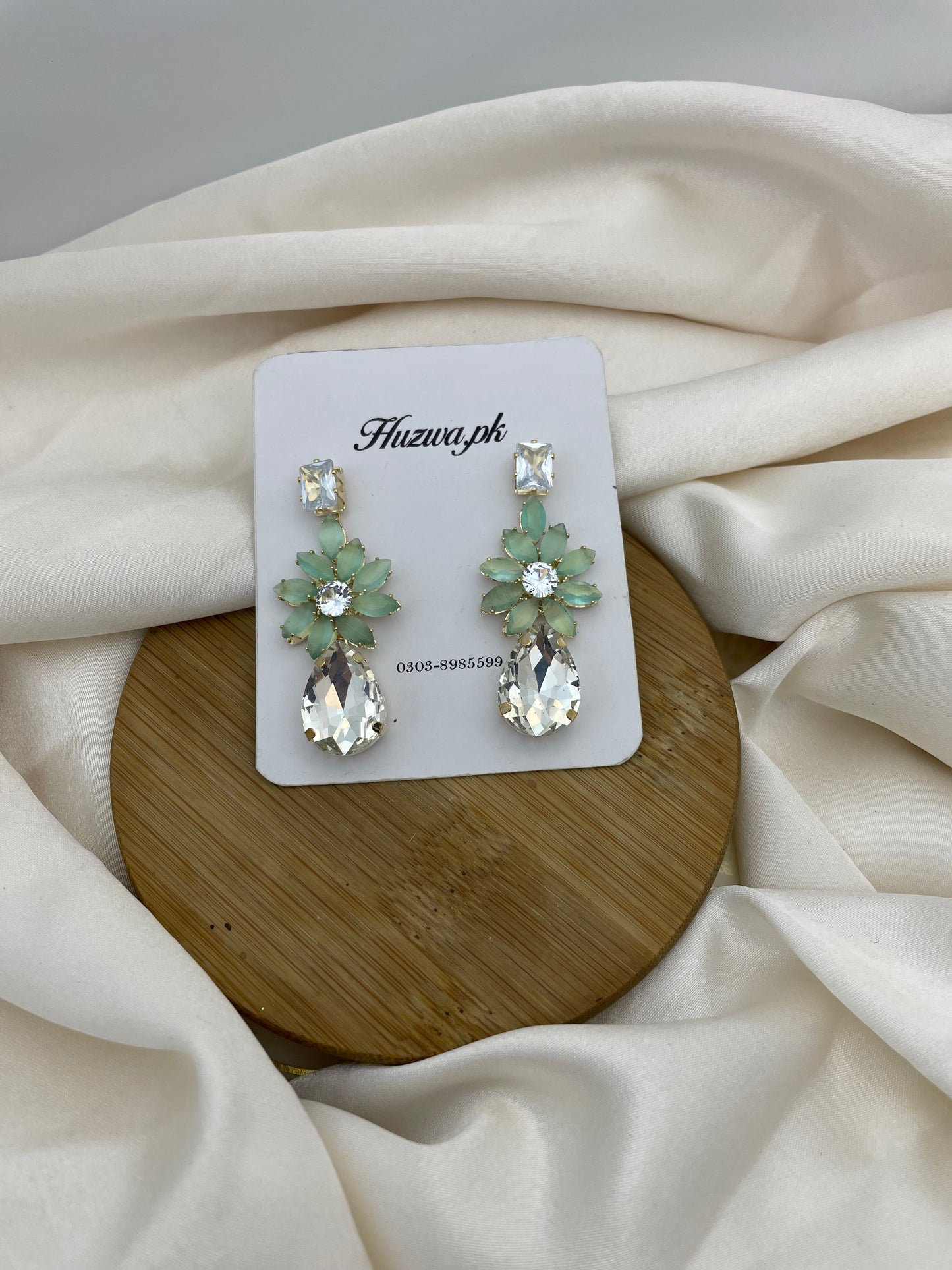 Mint Flower Drop Earrings