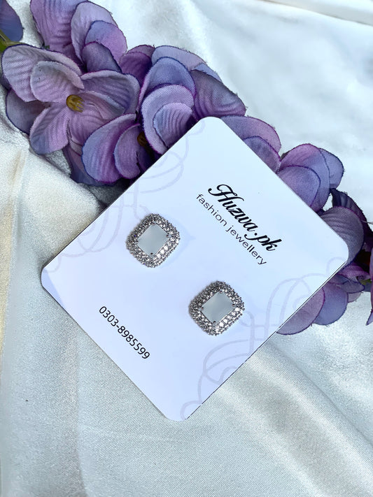 Rectangle Crystal Stud Earrings