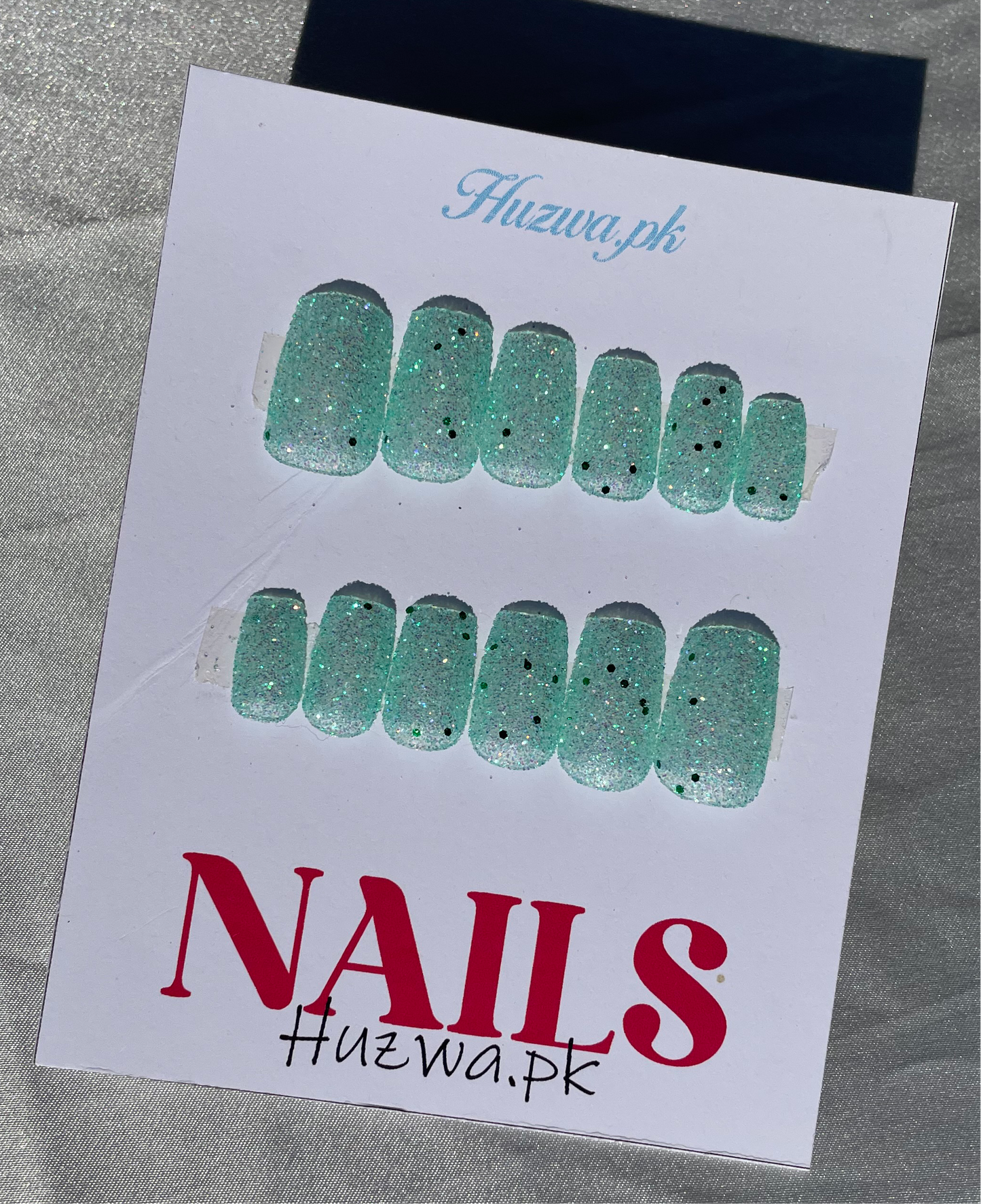 Glitter Press-On Nails in Squoval Shape – Various Color Options