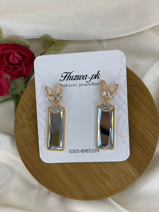 Crystal Butterfly Drop Earrings