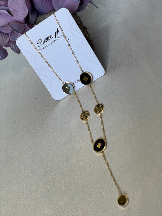 Gold & Black Charm Drop Necklace