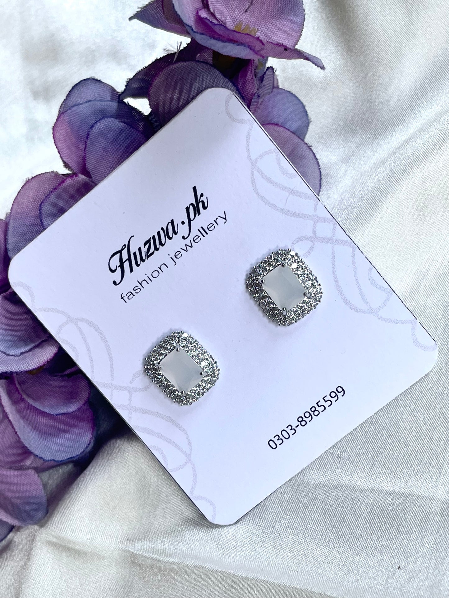 Rectangle Crystal Stud Earrings