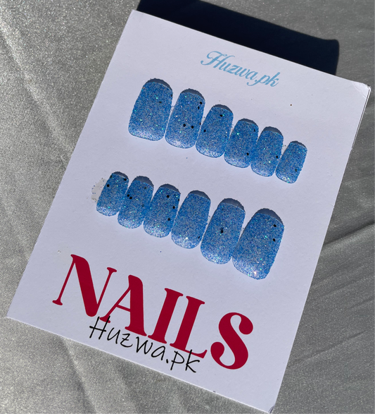 Glitter Press-On Nails in Squoval Shape – Various Color Options