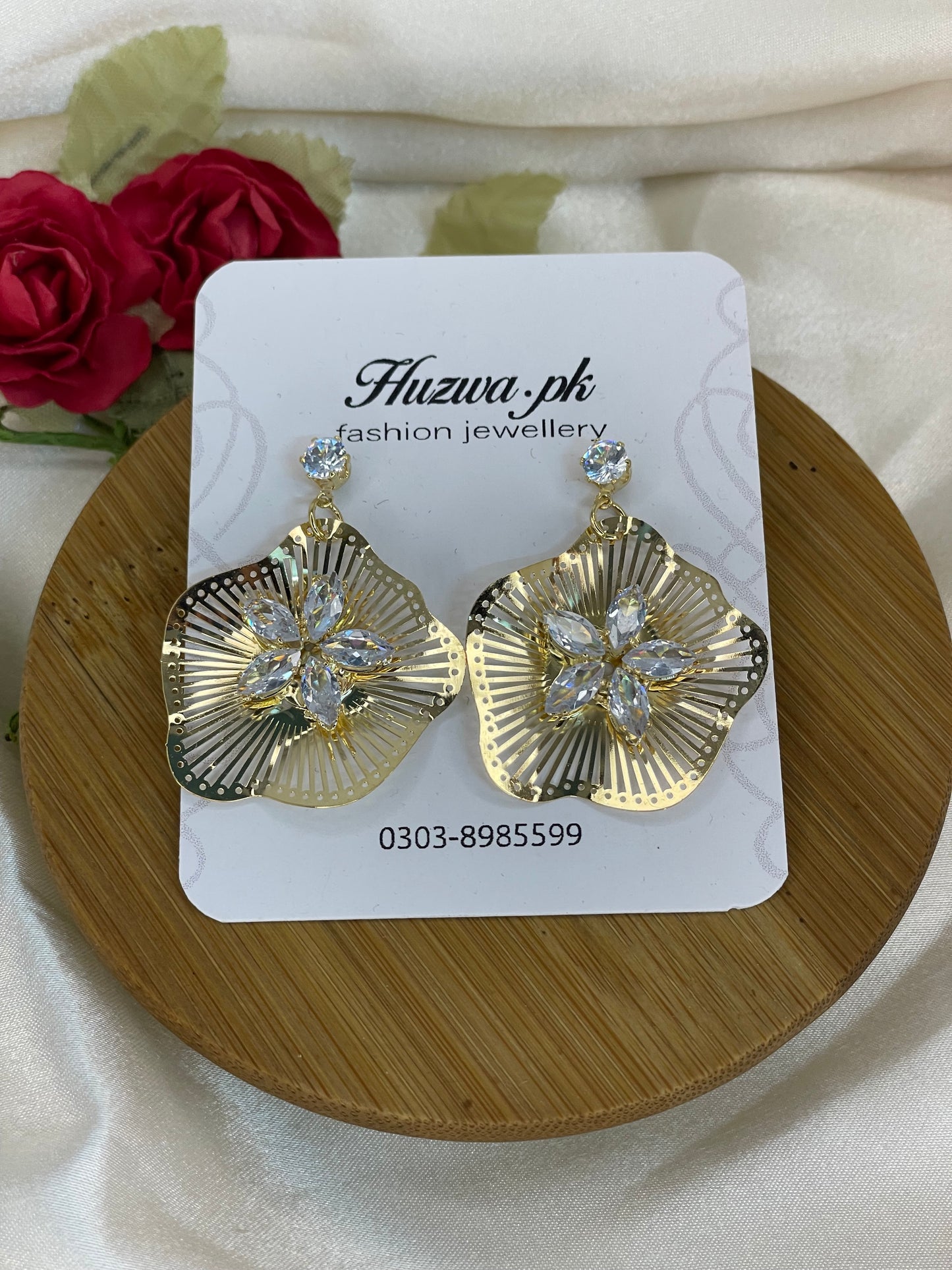Sterling Flower Carved Earrings