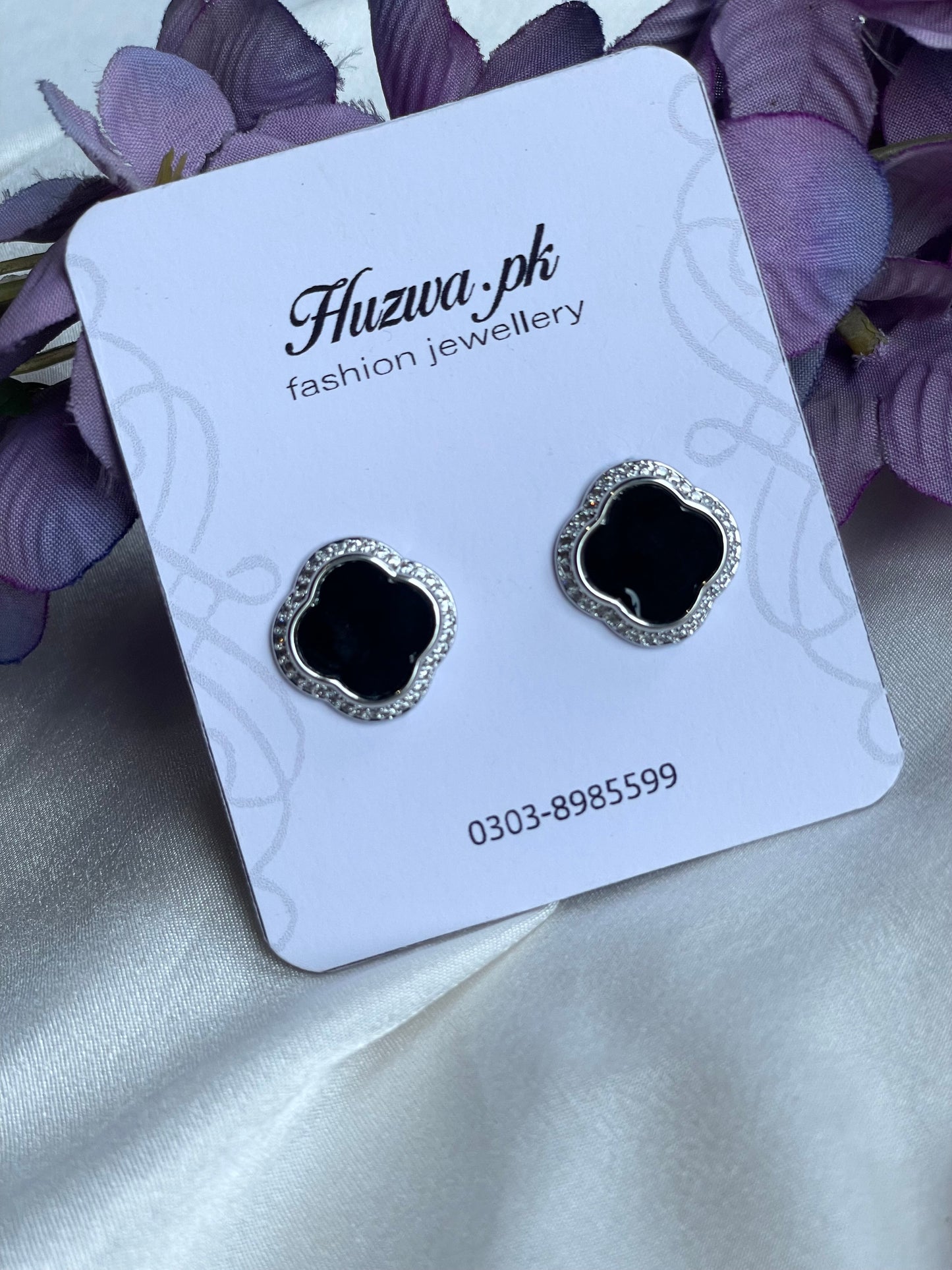 Black Clover Stud Earrings