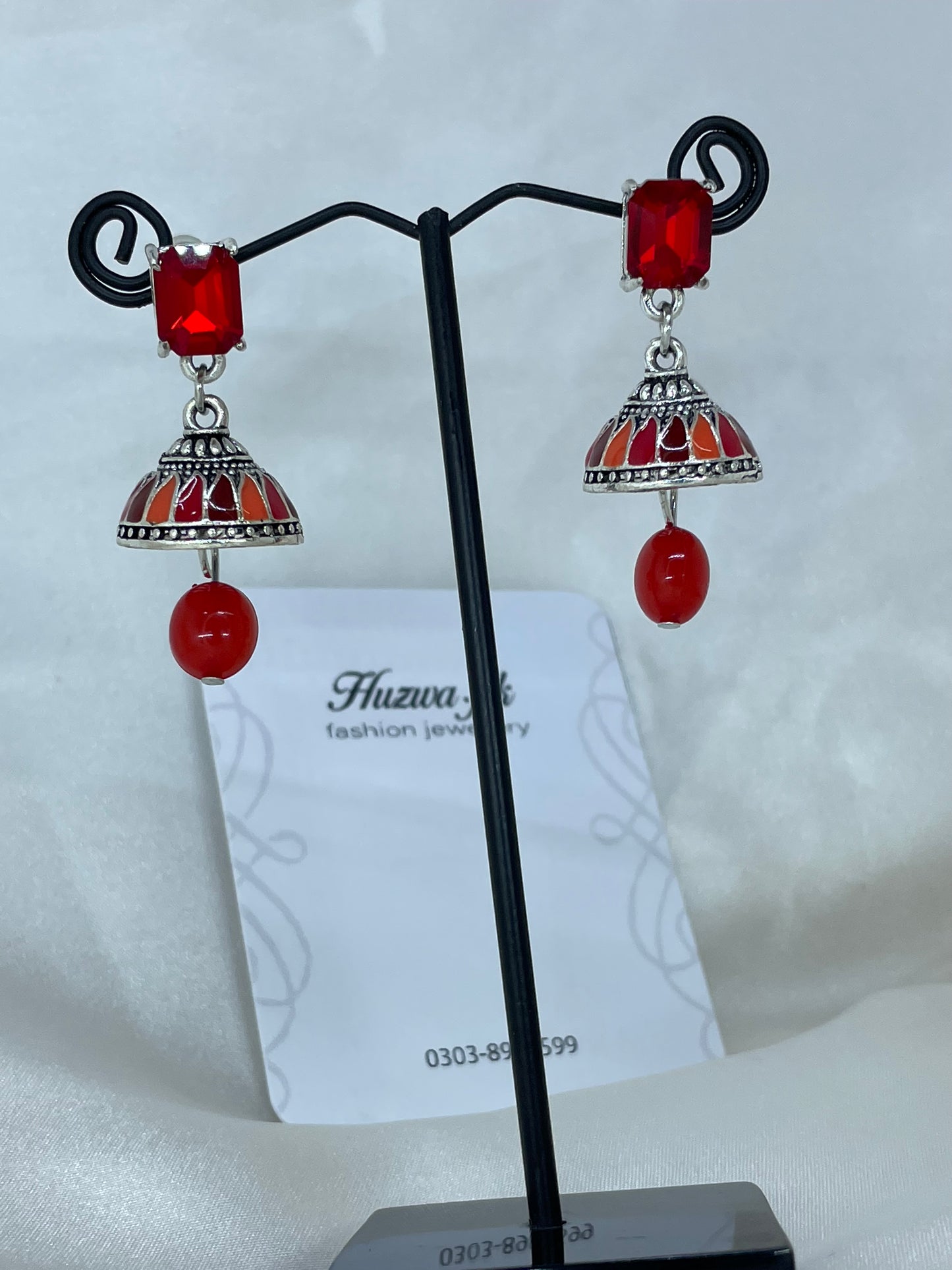 Silver Multicoloured Small Jhumka