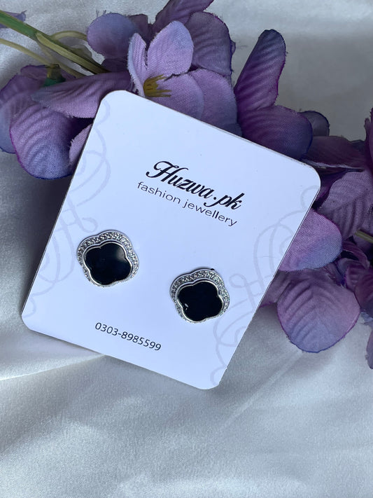 Black Clover Stud Earrings