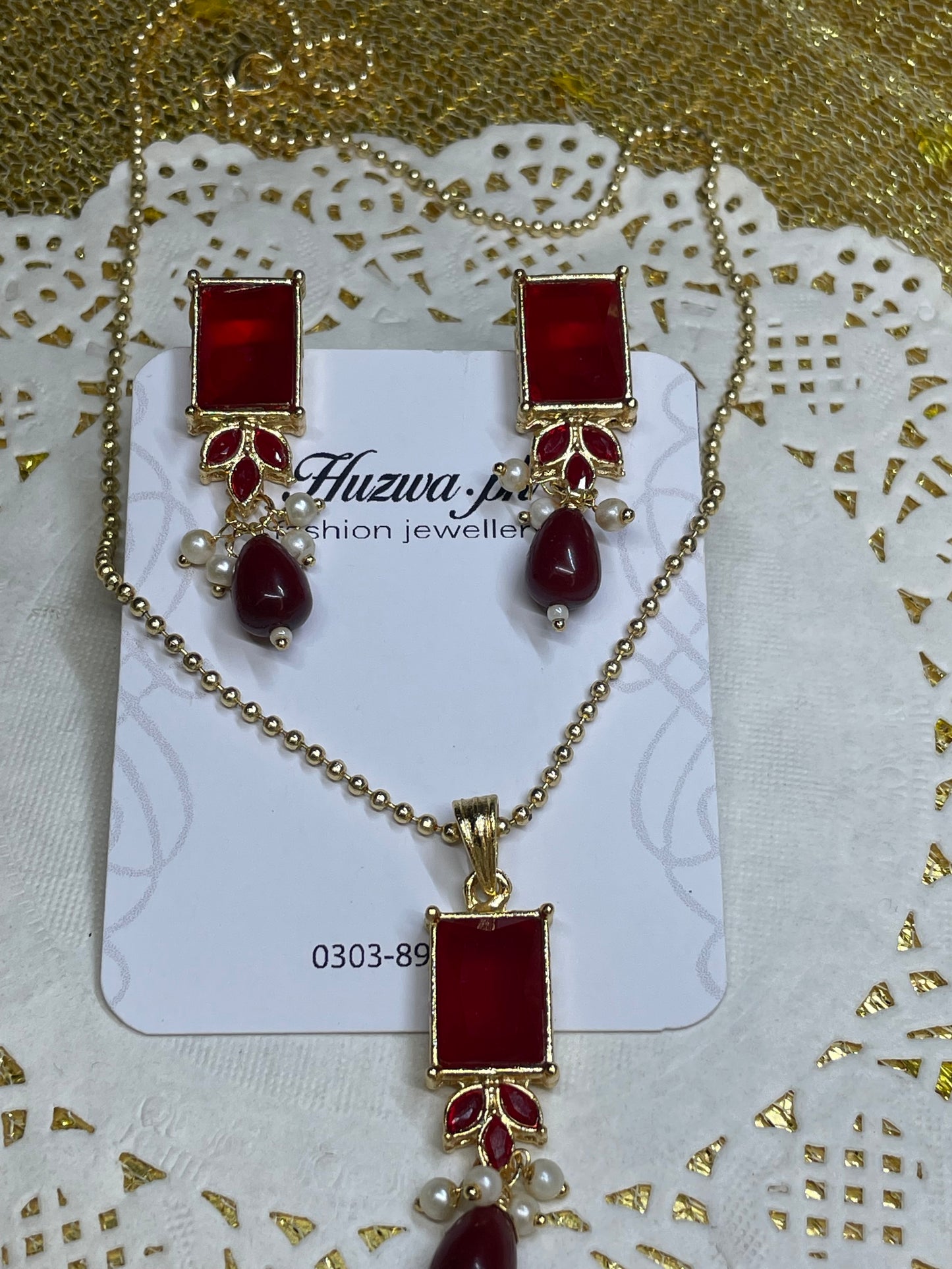 Crimson Square Jewellery set
