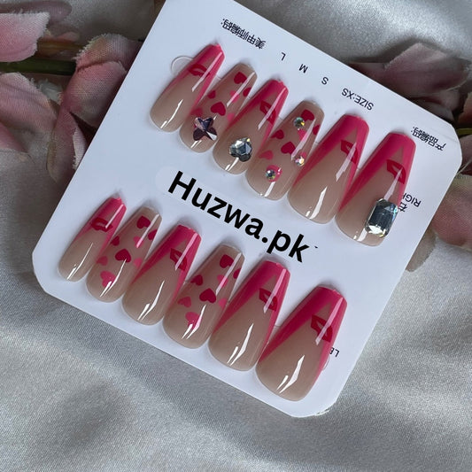 HeartBeat Glam Nails – 12 Pcs Set