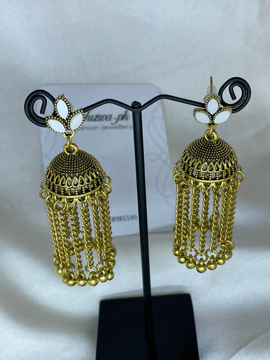 Kundan Jhumka Leaf Shape