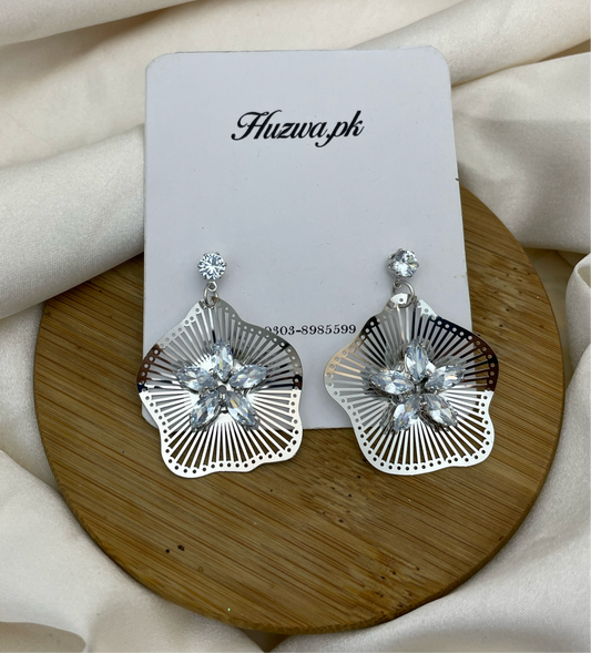 Sterling Flower Carved Earrings