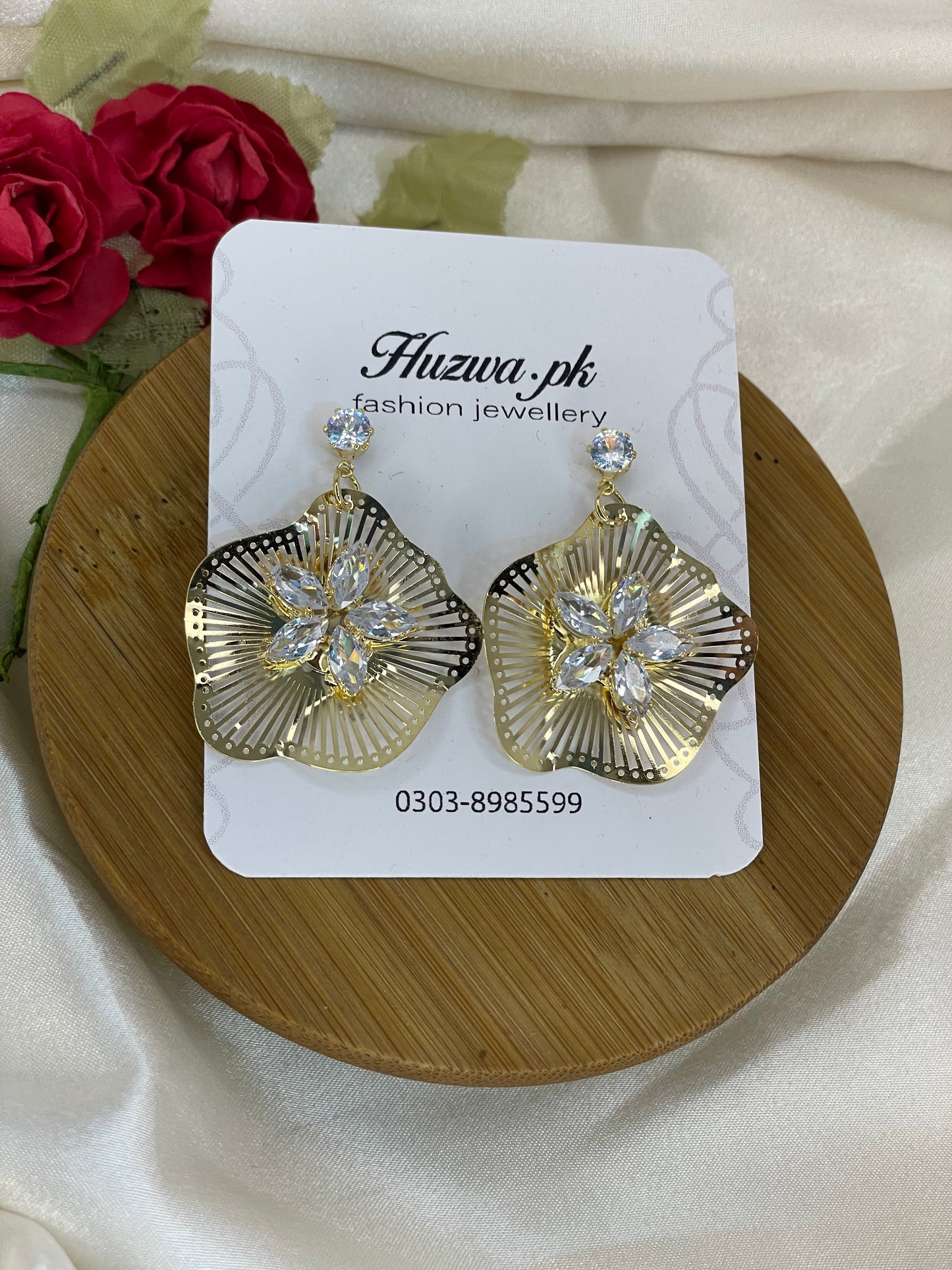 Sterling Flower Carved Earrings