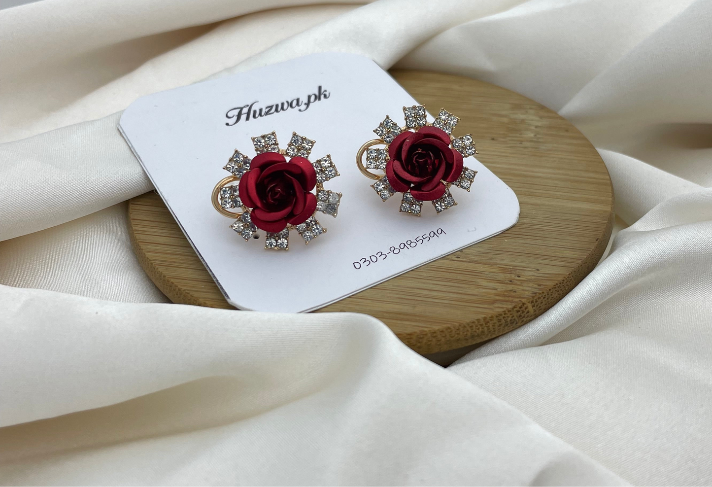 Rose Stud Earrings In 3 Different Color