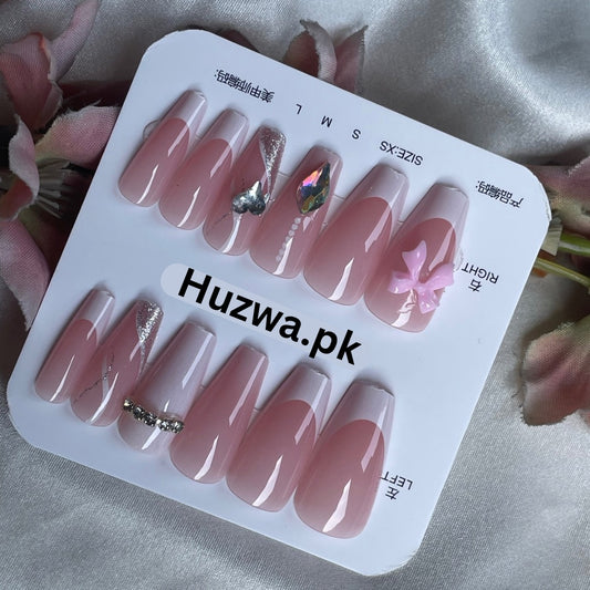 Pink Blush Bloom Nail Set – 12 Pcs